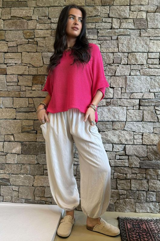 Conrad Box Cotton Knit Hot Pink 